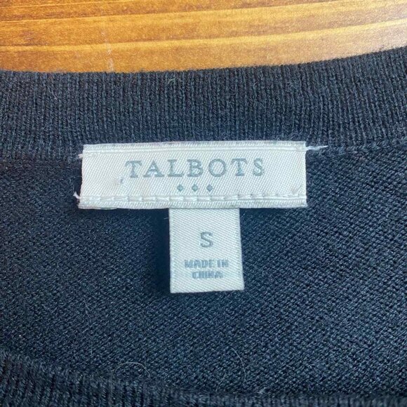 Talbots Women's black crew neck sweater scooter with presents size Small - Picture 3 of 8